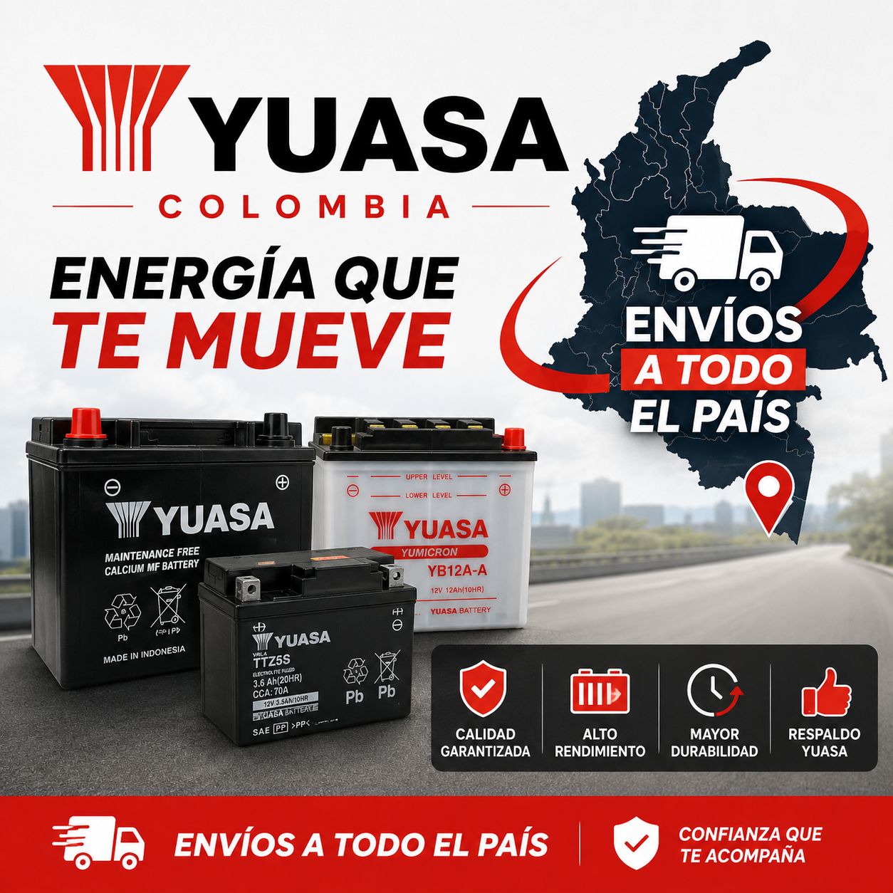 Envíos a todo Colombia YUASA