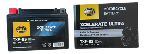Bateria Moto Hella YT9A Agm Pulsar Ns200,duke200,gsr60,dominar 400